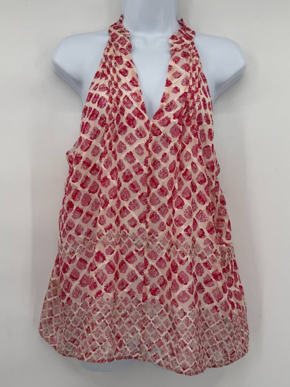 Greylin Eletra Textured Halter Top M Fuchsia Pink Spring Flowy Blouse NWT